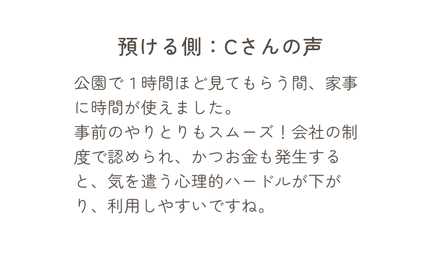 預ける側、Cさんの声